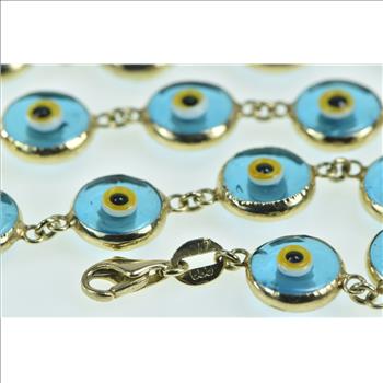14K Nazar Evil Eye Spiritual Protection Chain Yellow Gold Bracelet 9