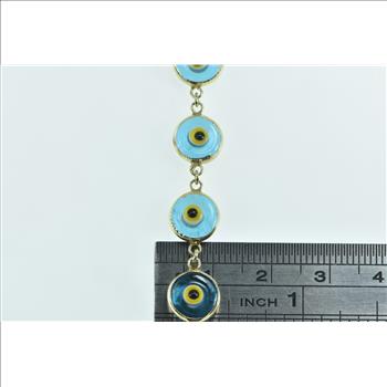 14K Nazar Evil Eye Spiritual Protection Chain Yellow Gold Bracelet 9