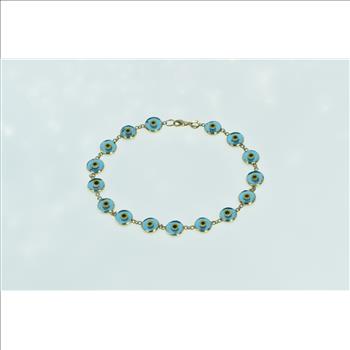 14K Nazar Evil Eye Spiritual Protection Chain Yellow Gold Bracelet 9