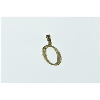 14K O Letter Monogram Name Diamond Encrusted Yellow Gold Pendant