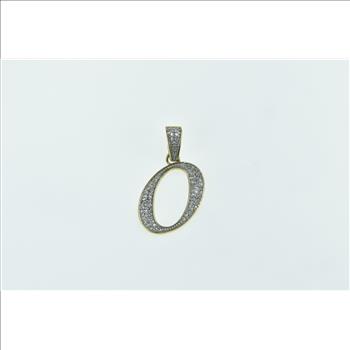 14K O Letter Monogram Name Diamond Encrusted Yellow Gold Pendant