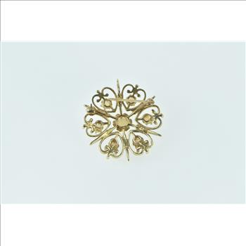 14K Opal Ornate Filigree Heart Star Vintage Yellow Gold Pendant/Pin
