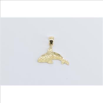 14K Orca Killer Whale Ocean Animal Statement Yellow Gold Pendant