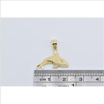 14K Orca Killer Whale Ocean Animal Statement Yellow Gold Pendant