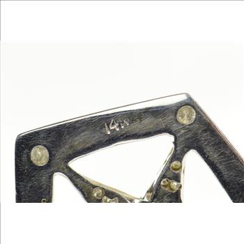 14K Order of the Eastern Star Diamond Gavel White Gold Pendant