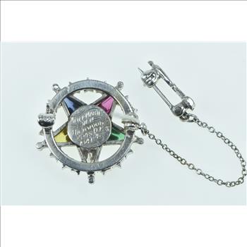 14K Order of the Eastern Star Diamond Lapel White Gold Pin/Brooch