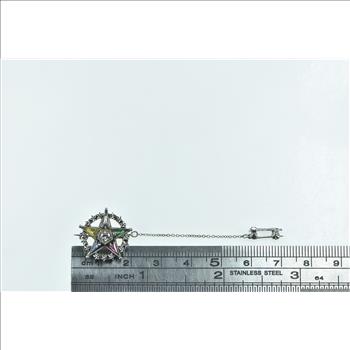 14K Order of the Eastern Star Diamond Lapel White Gold Pin/Brooch