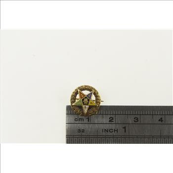 14K Order of the Eastern Star Enamel Lapel Yellow Gold Pin/Brooch