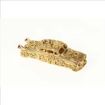 14K Ornate Car Elaborate Scroll 1950's Car Yellow Gold Charm/Pendant ...