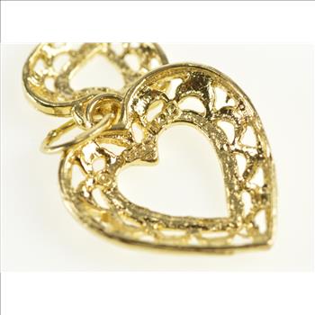 14K Ornate Filigree Heart Key Love Lock Motif Yellow Gold Charm/Pendant