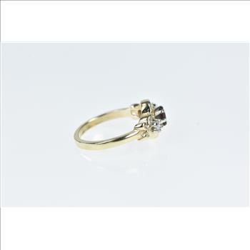 14K Ornate Garnet Diamond Accent Statement Yellow Gold Ring, Size 5.25