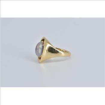 14K Ornate Natural Moonstone Cabochon Freeform Yellow Gold Ring, Size 6.5