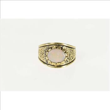 14K Ornate Natural Opal Graduated Statement Yellow Gold Ring, Size 7.25