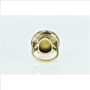 14K Ornate Painted Lady Victorian Statement Yellow Gold Ring, Size 7