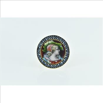 14K Ornate Painted Lady Victorian Statement Yellow Gold Ring, Size 7