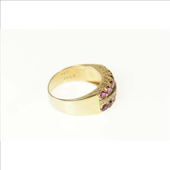 14K Ornate Ruby Diamond Filigree Band Yellow Gold Ring, Size 6.75