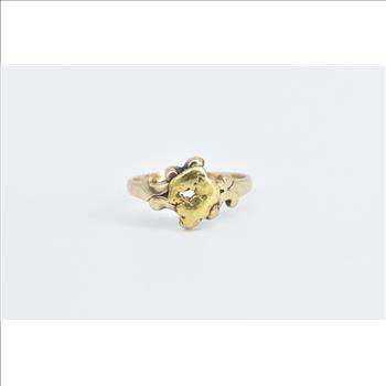 14K Ornate Textured 22k Solid Gold Nugget Yellow Gold Ring, Size 5.5