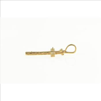 14K Ornate Textured Cross Christian Faith Symbol Yellow Gold Pendant