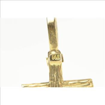 14K Ornate Textured Cross Christian Faith Symbol Yellow Gold Pendant