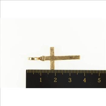 14K Ornate Textured Cross Christian Faith Symbol Yellow Gold Pendant