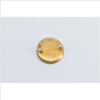 14K Ornate Victorian Lady Enamel Round Yellow Gold Pin/Brooch