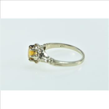 14K Ornate Vintage Citrine Statement Child's Baby White Gold Ring, Size 3.25