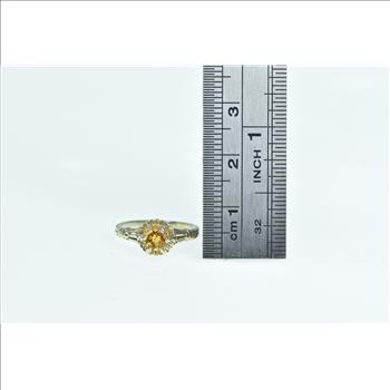 14K Ornate Vintage Citrine Statement Child's Baby White Gold Ring, Size 3.25