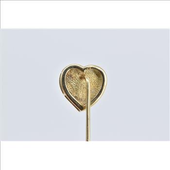 14K Ornate Vintage Heart Druzy Love Symbol Yellow Gold Stick Pin