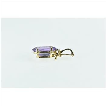 14K Oval Amethyst Diamond Accent Classic Yellow Gold Pendant