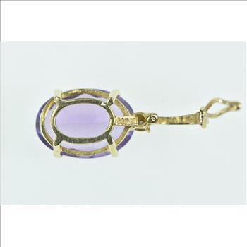 14K Oval Amethyst Diamond Accent Classic Yellow Gold Pendant