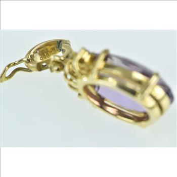 14K Oval Amethyst Diamond Accent Statement Yellow Gold Pendant