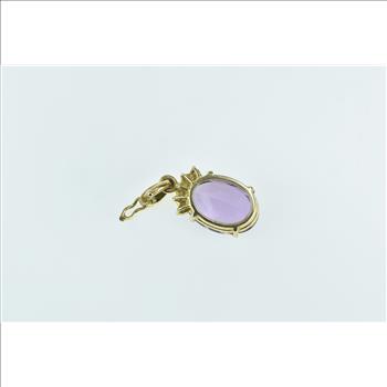 14K Oval Amethyst Diamond Accent Statement Yellow Gold Pendant