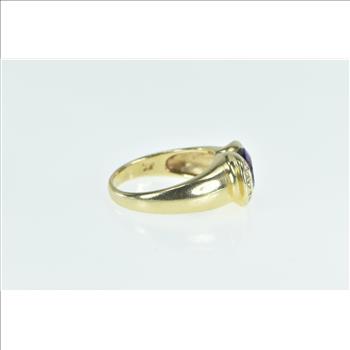 14K Oval Amethyst Diamond Vintage Statement Yellow Gold Ring, Size 8.75
