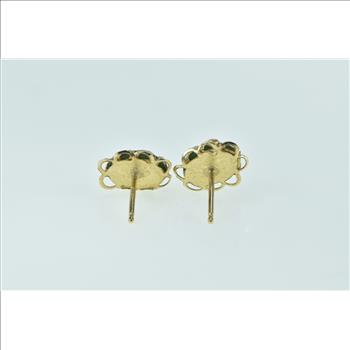 14K Oval Black Onyx Cabochon Vintage Stud Yellow Gold Earrings