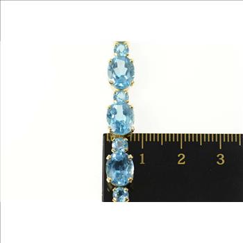 14K Oval Blue Topaz Statement Classic Yellow Gold Bracelet 8