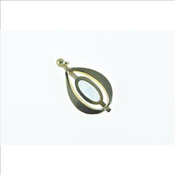 14K Oval Blue Topaz Vintage Geometric Yellow Gold Pendant
