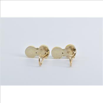 14K Oval Cabochon Blue Topaz Bezel Clip Back Yellow Gold Earrings