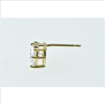 14K Oval CZ Diamond Accent Single Stud Yellow Gold Earring