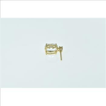 14K Oval CZ Diamond Accent Single Stud Yellow Gold Earring