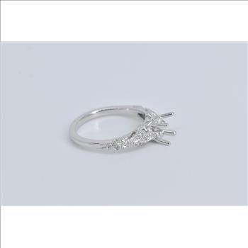 14K Oval Diamond Engagement Setting White Gold Ring, Size 7