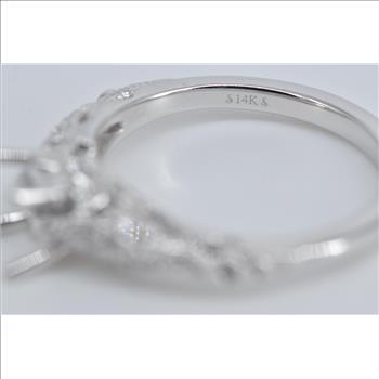 14K Oval Diamond Engagement Setting White Gold Ring, Size 7