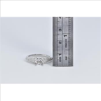 14K Oval Diamond Engagement Setting White Gold Ring, Size 7