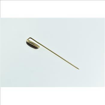 14K Oval Jasper Cabochon Vintage Ornate Yellow Gold Stick Pin