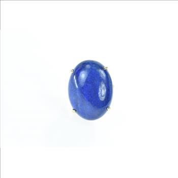 14K Oval Lapis Lazuli Vintage Cabochon Yellow Gold Ring, Size 6.5