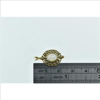 14K Oval Natural Opal Vintage Filigree Statement Yellow Gold Pendant