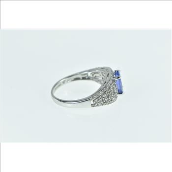 14K Oval Tanzanite Diamond Engagement White Gold Ring, Size 7.25