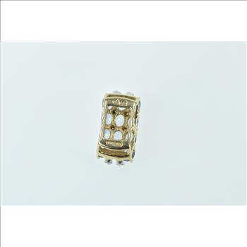 14K Oval Tanzanite Diamond Squared Slide Yellow Gold Pendant