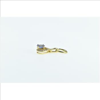 14K Oval Tanzanite Diamond Vintage Statement Yellow Gold Pendant