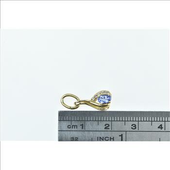 14K Oval Tanzanite Diamond Vintage Statement Yellow Gold Pendant