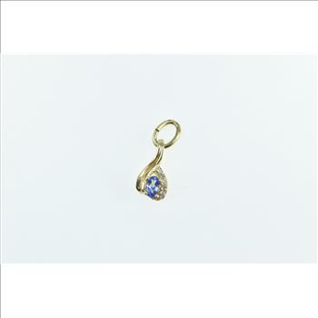 14K Oval Tanzanite Diamond Vintage Statement Yellow Gold Pendant